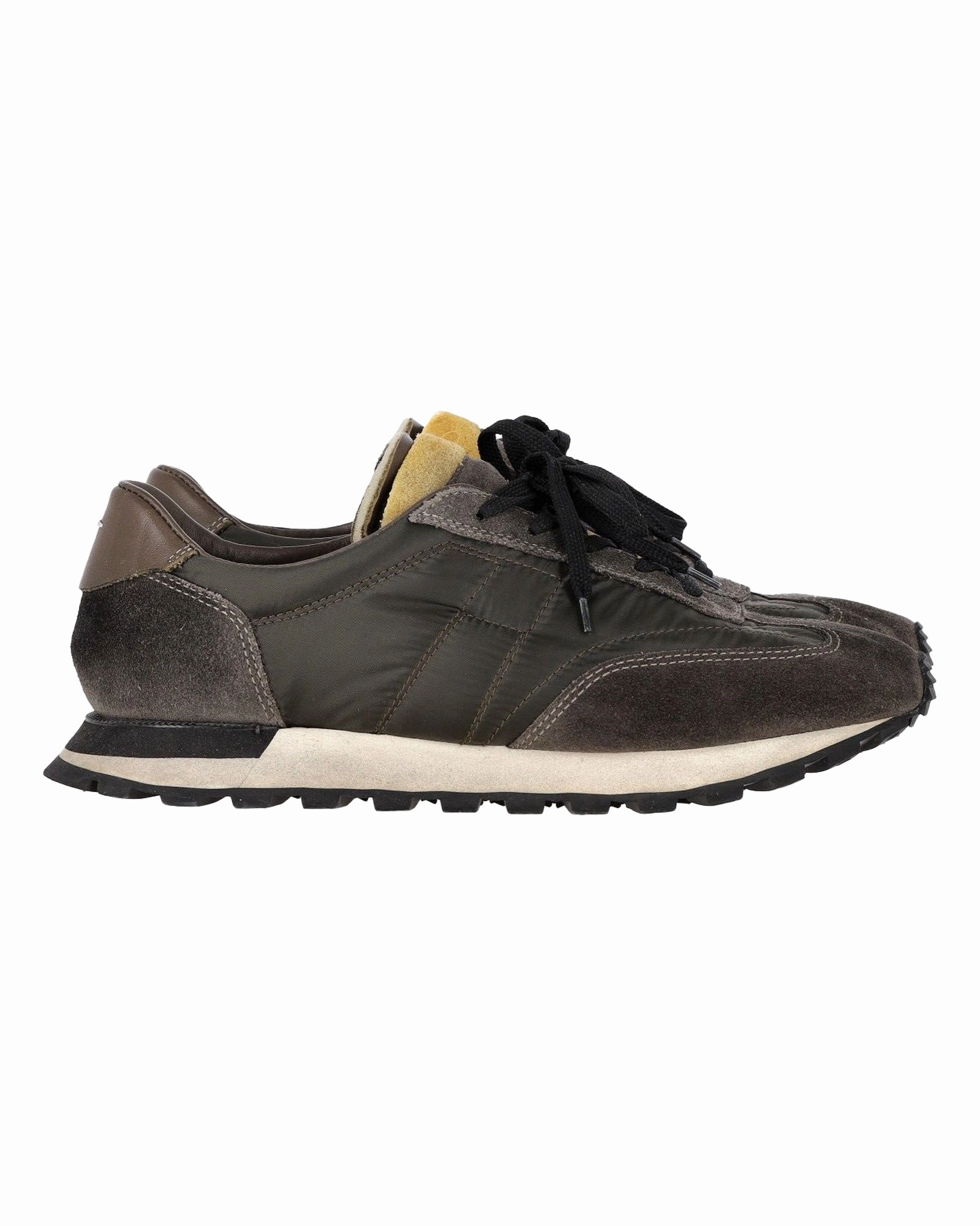 Luxury Sneakers Maison Margiela 22 Retro Runner Sneakers in Brown Suede