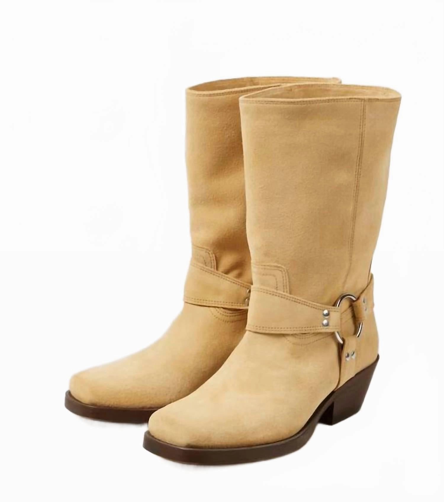 Pre-Loved Women Antya Suede Biker Boots In Beige Danner Boots Mountain Light