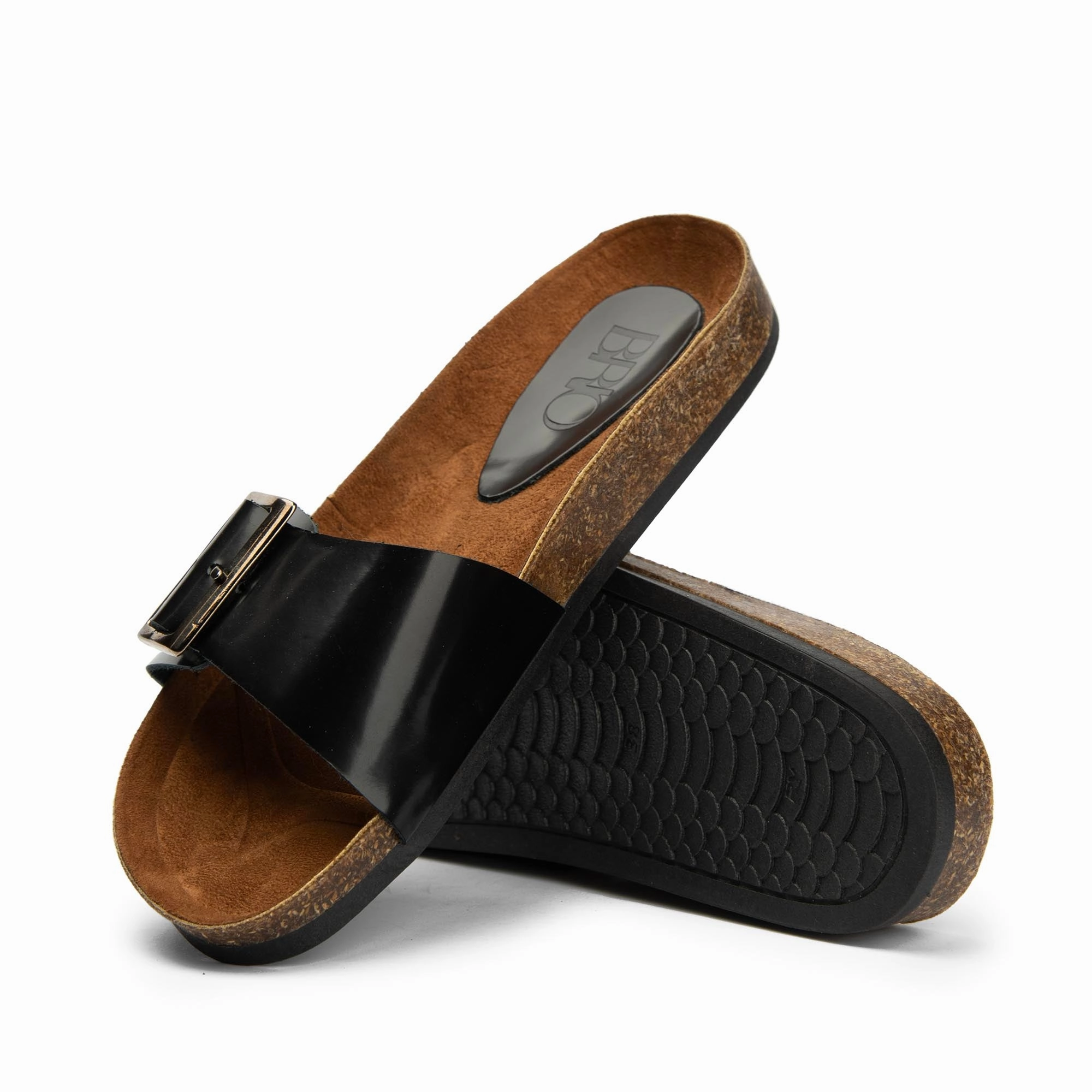 Brio Madrid Black Natural Leather Slippers Drake Slippers