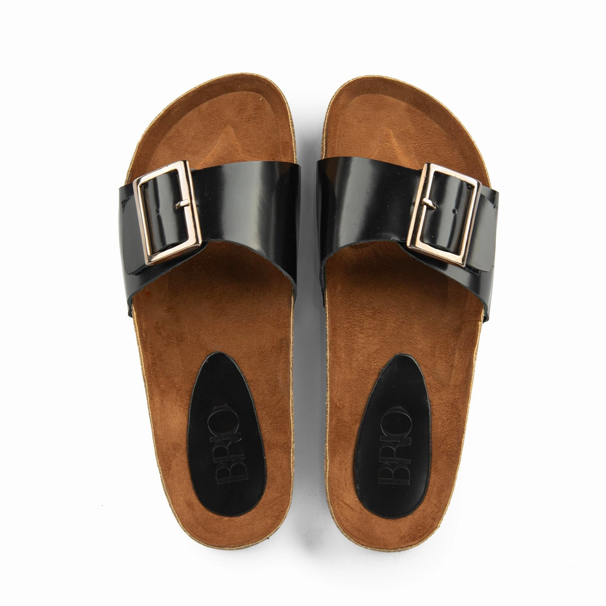 Bj Slippers Brio Madrid Black Natural Leather Slippers