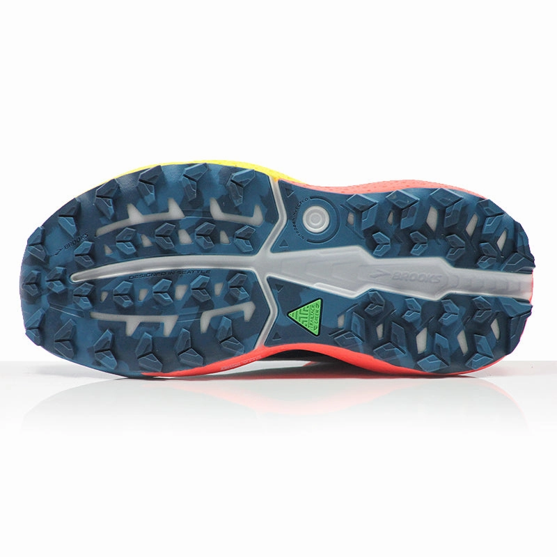 Brooks Caldera 8 Women's Trail Shoe - Blue/Quince/Flame Newest Running Shoes