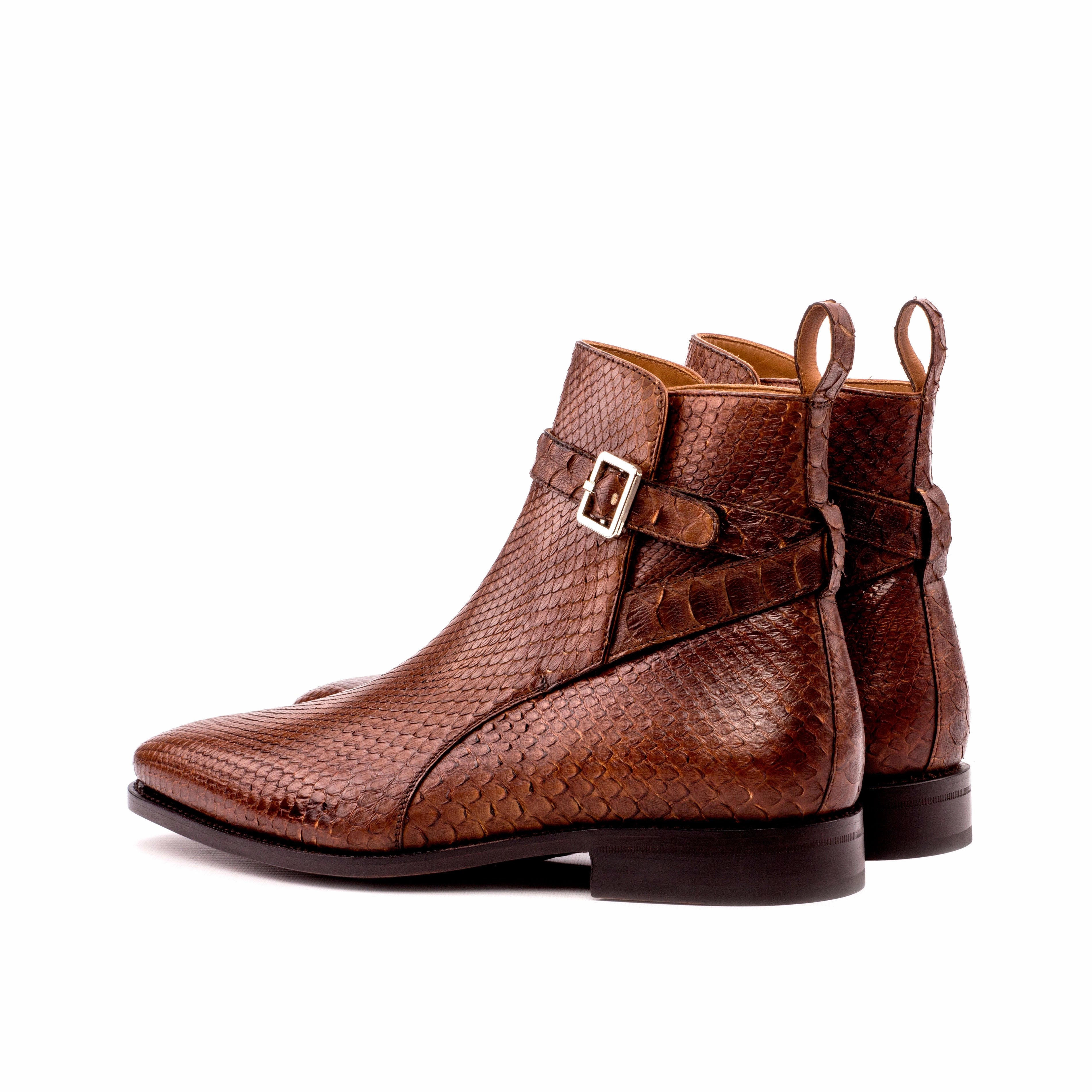 Brown Exotic Python Jodhpur Boots High End Western Boots
