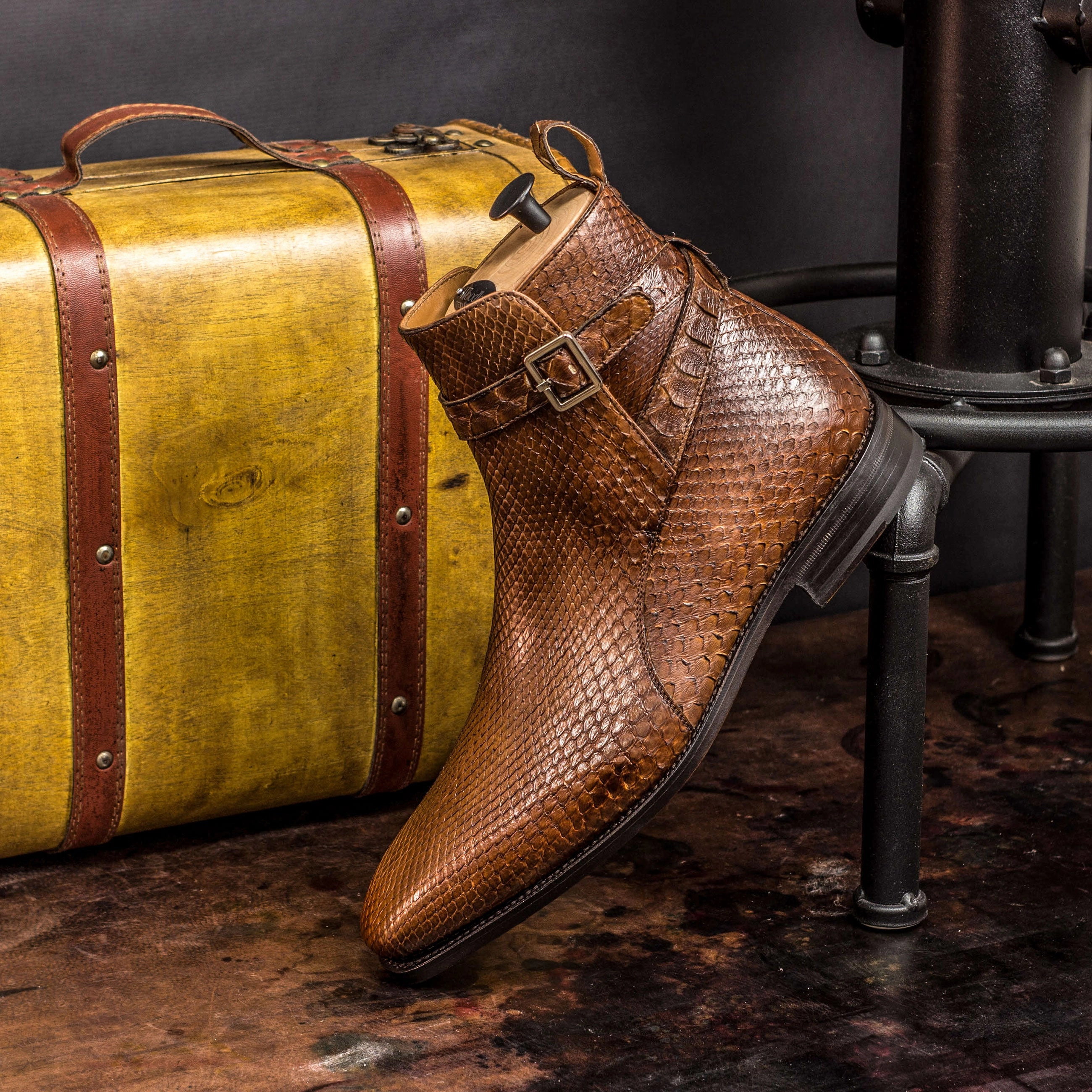 Brown Exotic Python Jodhpur Boots Grey Western Boots