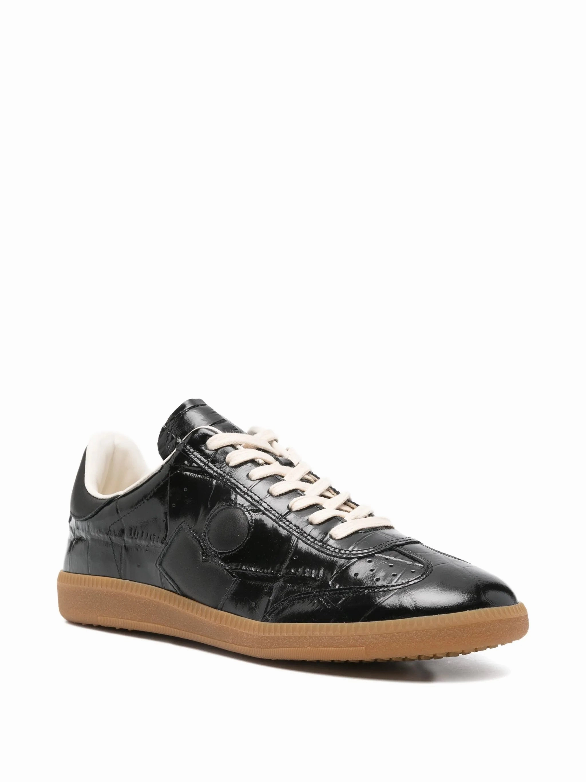 Bryce crocodile-effect lace-up sneakers Wide Flat Dress Shoes