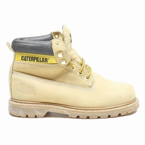 Waterproof Boots Insulated CAT Colorado Mens Lace-Up Boots Beige Leather UK 6 Workwear Durable Comfort