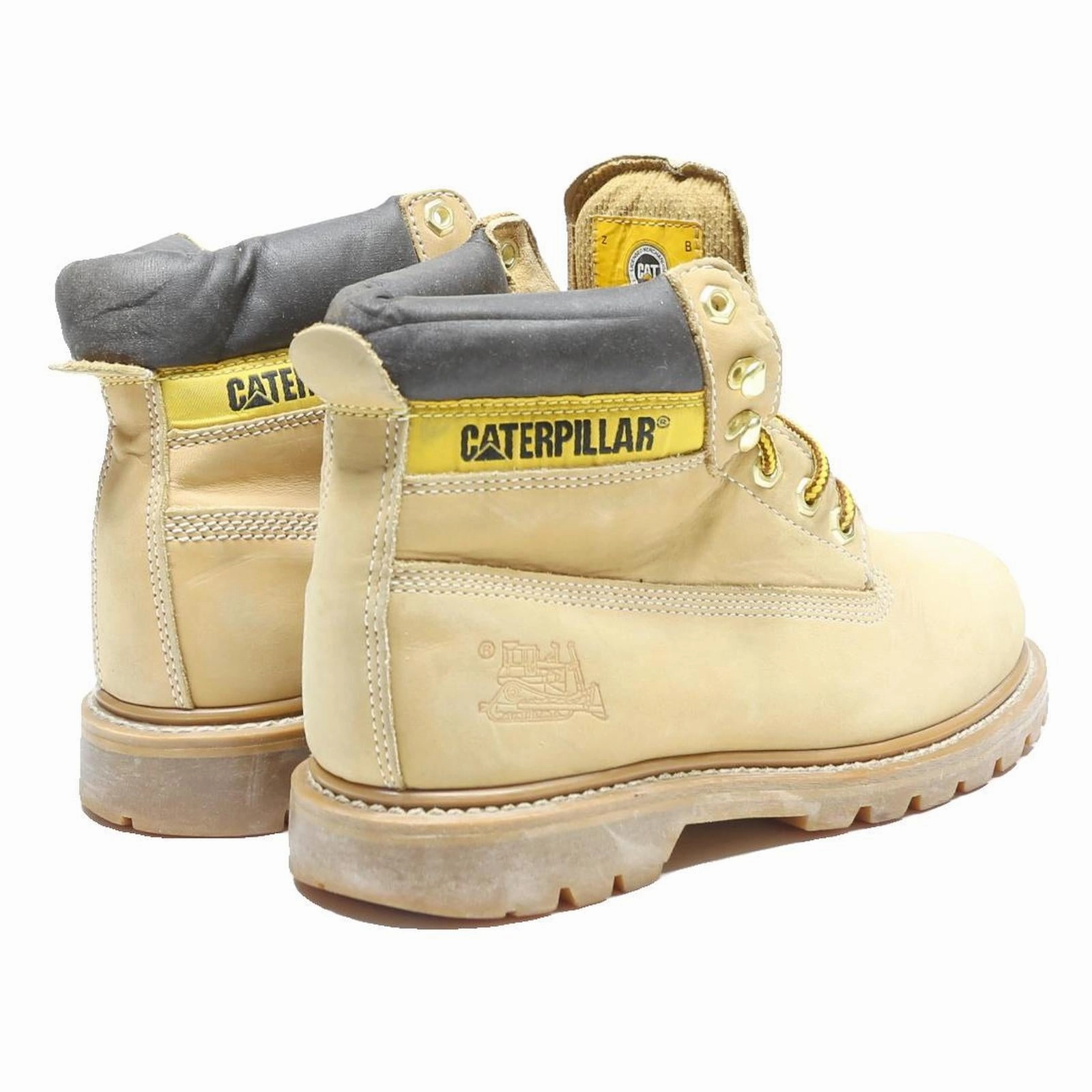 CAT Colorado Mens Lace-Up Boots Beige Leather UK 6 Workwear Durable Comfort Desert Boots Sale