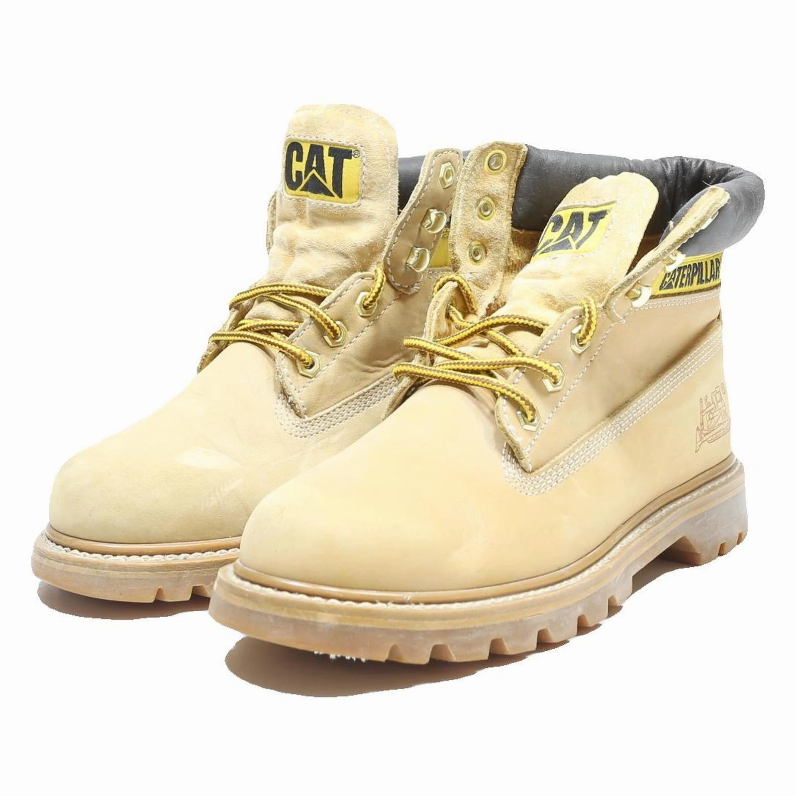 Boots Dillard's CAT Colorado Mens Lace-Up Boots Beige Leather UK 6 Workwear Durable Comfort