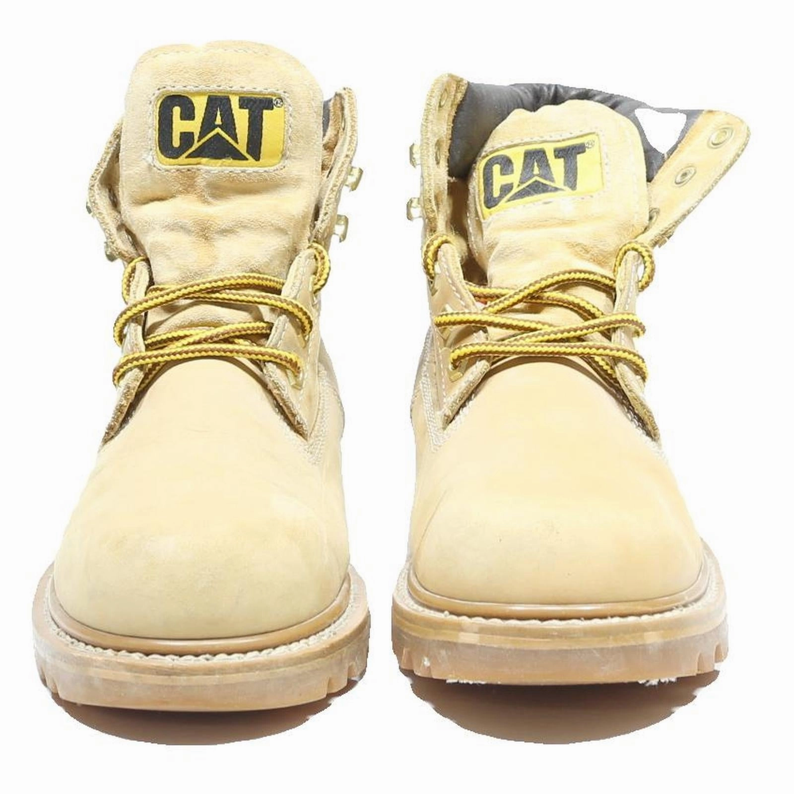 CAT Colorado Mens Lace-Up Boots Beige Leather UK 6 Workwear Durable Comfort Rubber Boots Boots