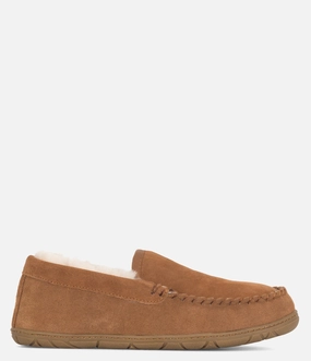 Brown Suede Slippers Burleigh Moccasin Sheepskin Slipper - Men