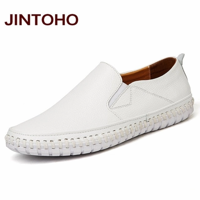 Slacks With Loafers JINTOHO Big Size Men Genuine Leather Shoes Slip On Black Shoes Real Leather Loafers Mens Moccasins Shoes Italian Designer Shoes