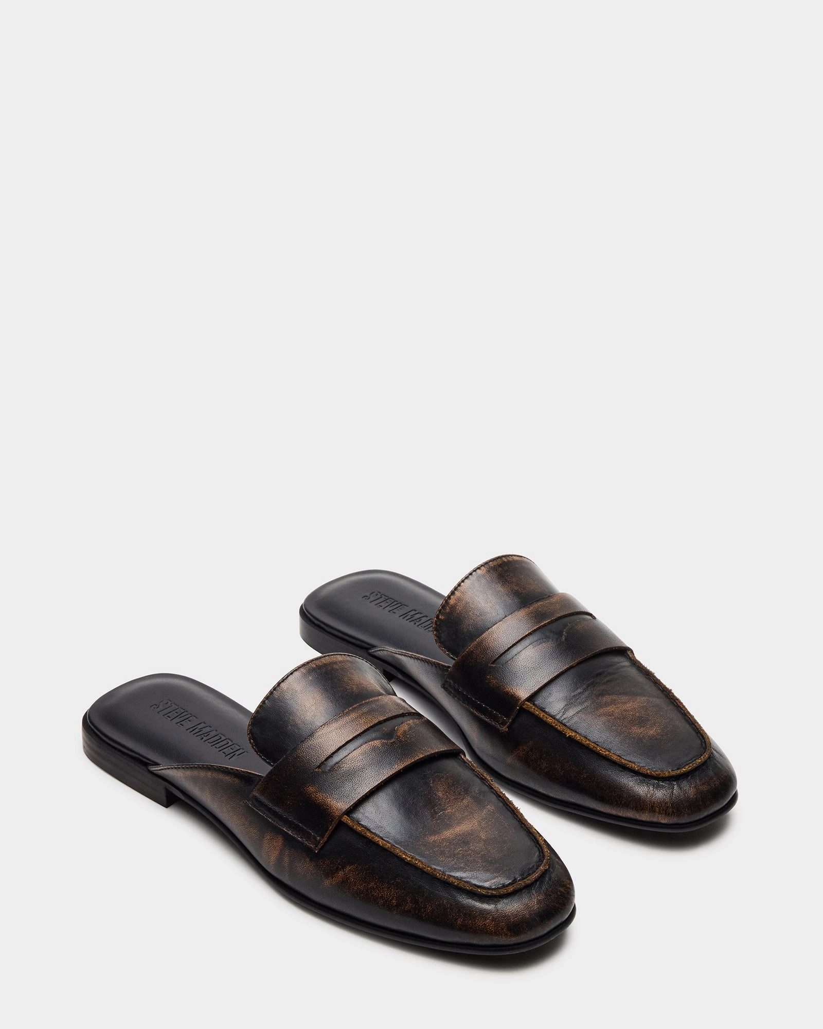 CALEB BROWN DISTRESSED Loafers Leather Brown