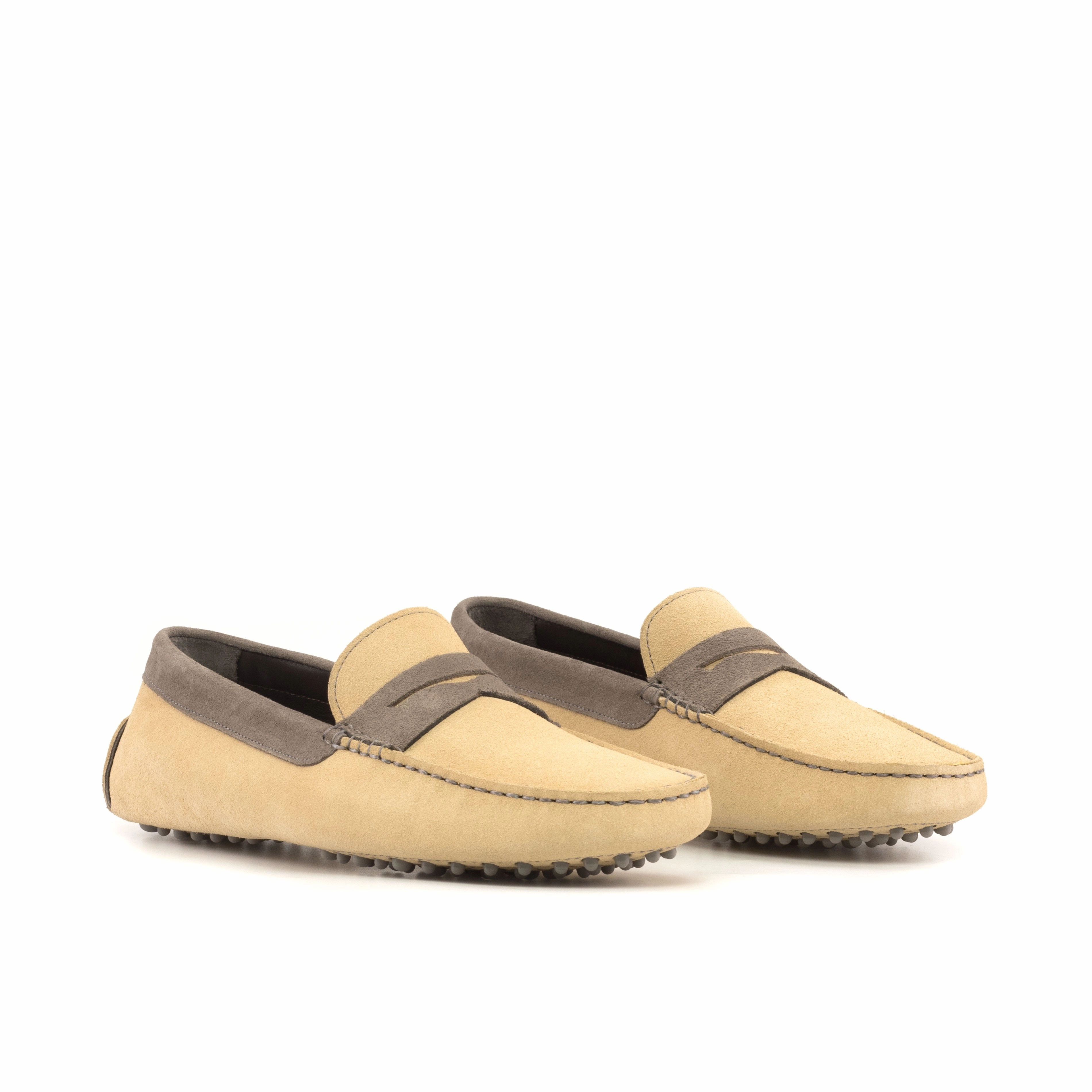 Camel & Grey Suede Penny Driving Loafers Joggers With Loafers
