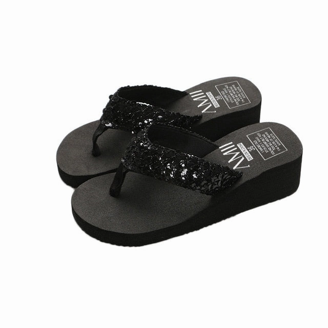 Summer Women Flip Flops Casual Sequins Anti-Slip Slippers In Spanish Chanclas