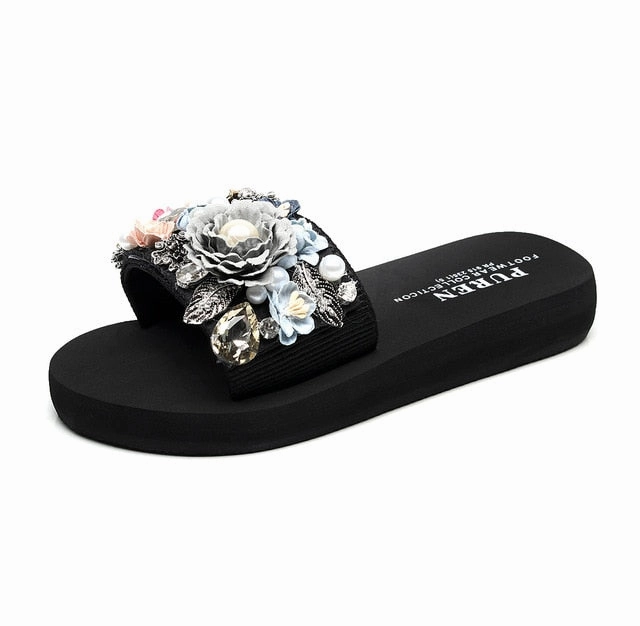 Casual Women Summer Comfort Slippers Fashion Wedge High Heel Woman Soft House Slippers