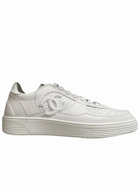 CC Logo Calfskin Low Top Sneakers White Chanel Easy Spirit Sneakers