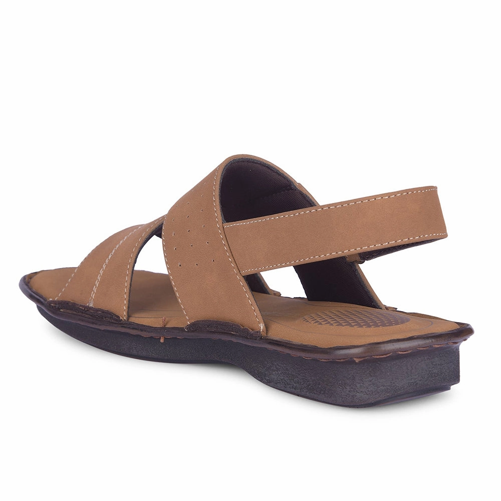 Coolers By Liberty Mens LIONARDO Tan Casual Sandal Leather Slides Sandals