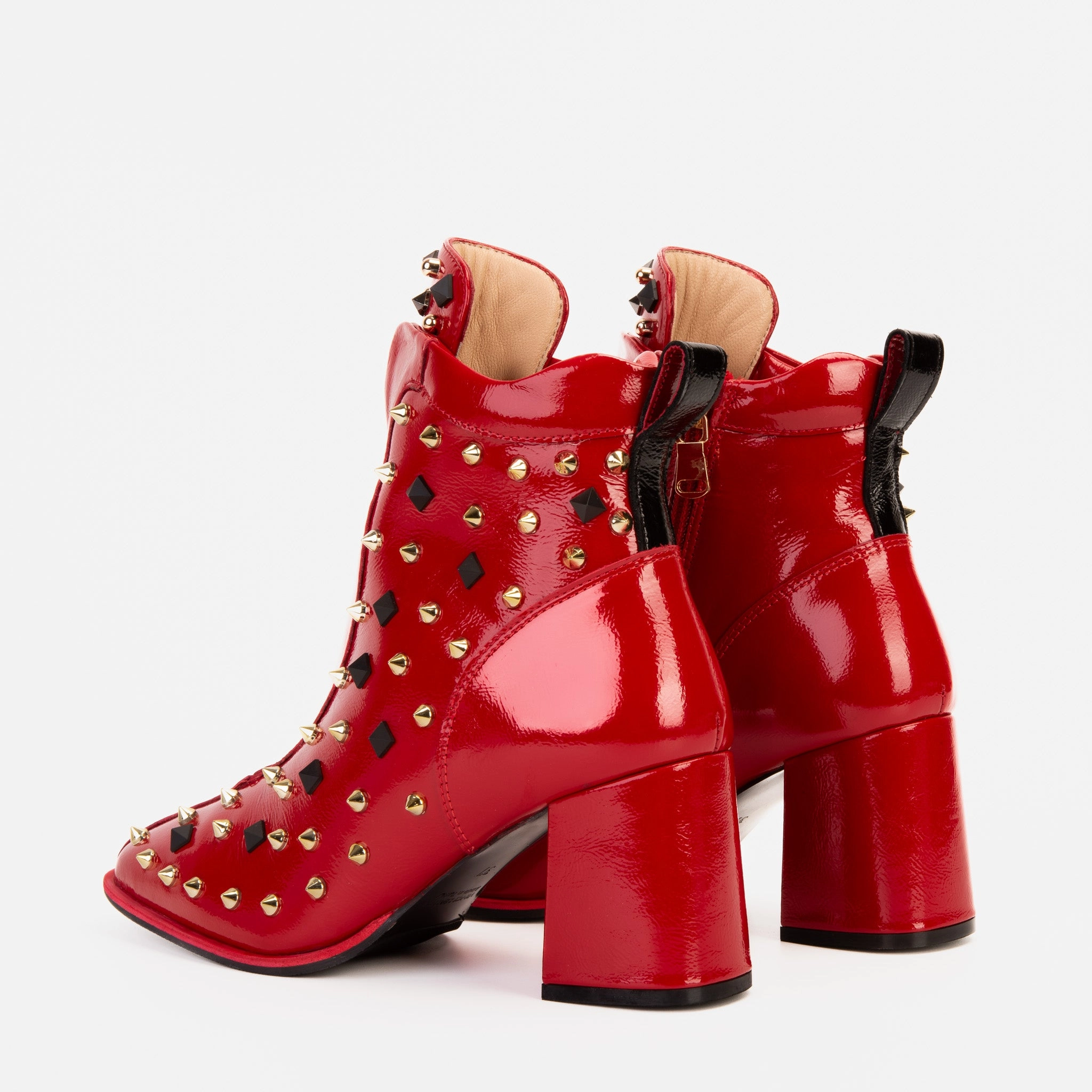 The Infanta Red Leather Block Heel Women Boot Sorel Heel Boots