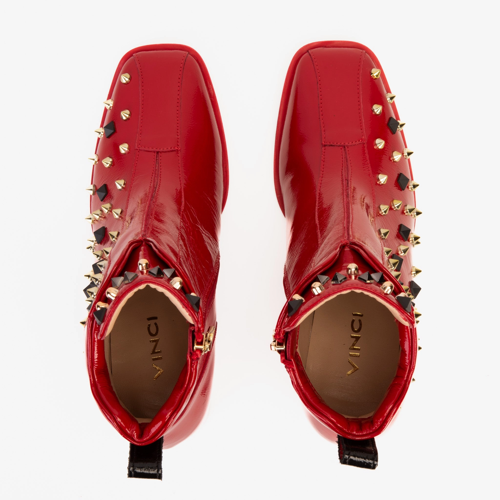 The Infanta Red Leather Block Heel Women Boot Best Hiking Boots For Flat Feet