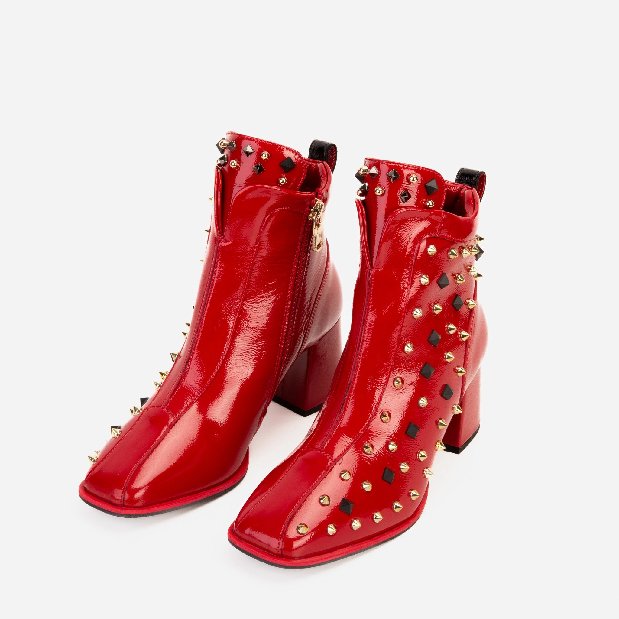 Mining Boots The Infanta Red Leather Block Heel Women Boot