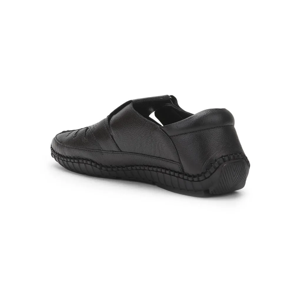 Healers Black Casual Buckle Sandal For Men JPL-205 By Liberty Soleil Sandals