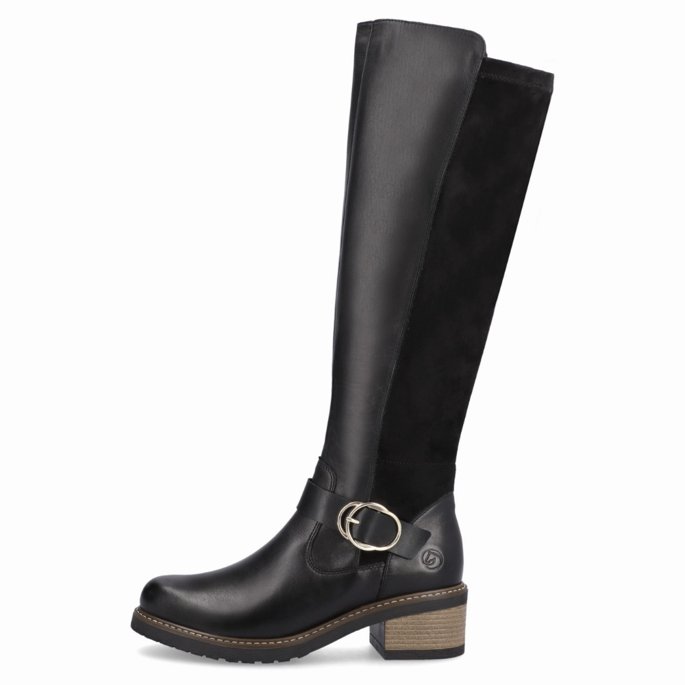 Remonte Aida 73 Black Leather High Boot (Women's) Waterproof Boots For Motorcycle