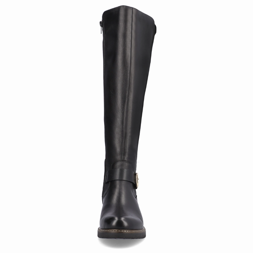 Wedge Heel Dress Boots Remonte Aida 73 Black Leather High Boot (Women's)