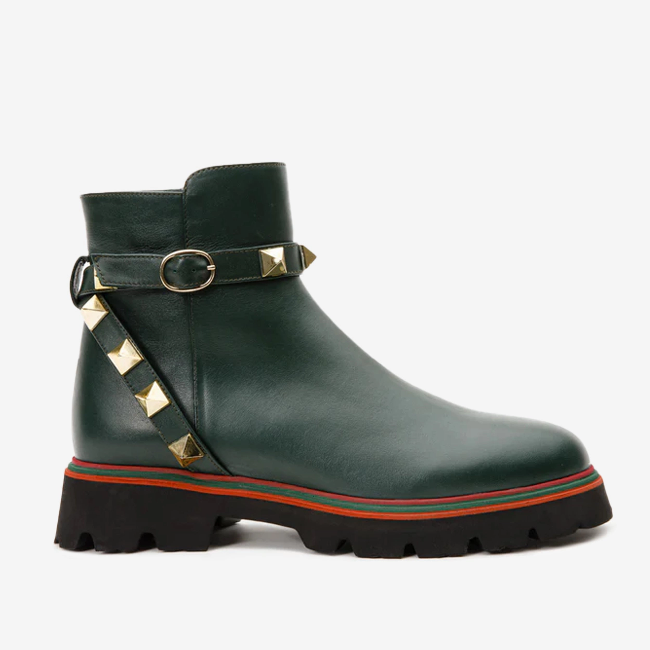 Ladies Dress Boots The Prag Green Leather Ankle Women Boot