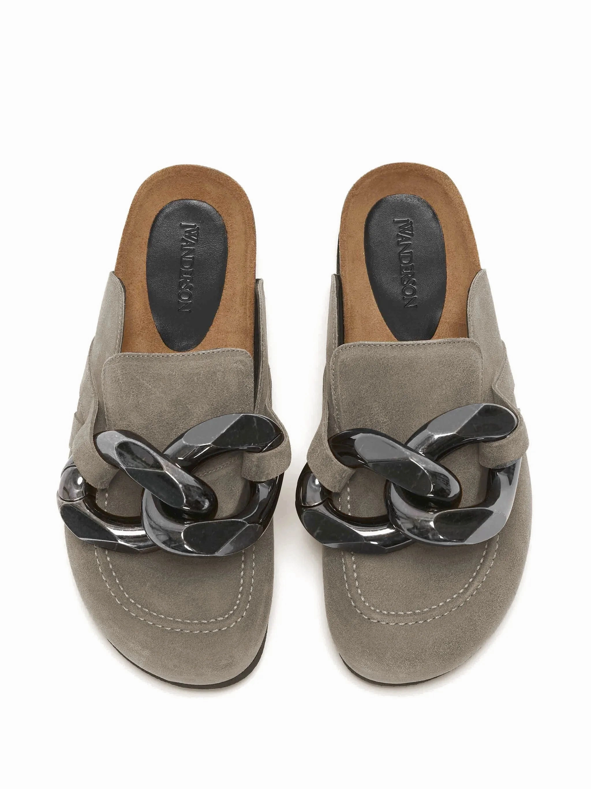 Flat Ballroom Dance Shoes Chain suede mules