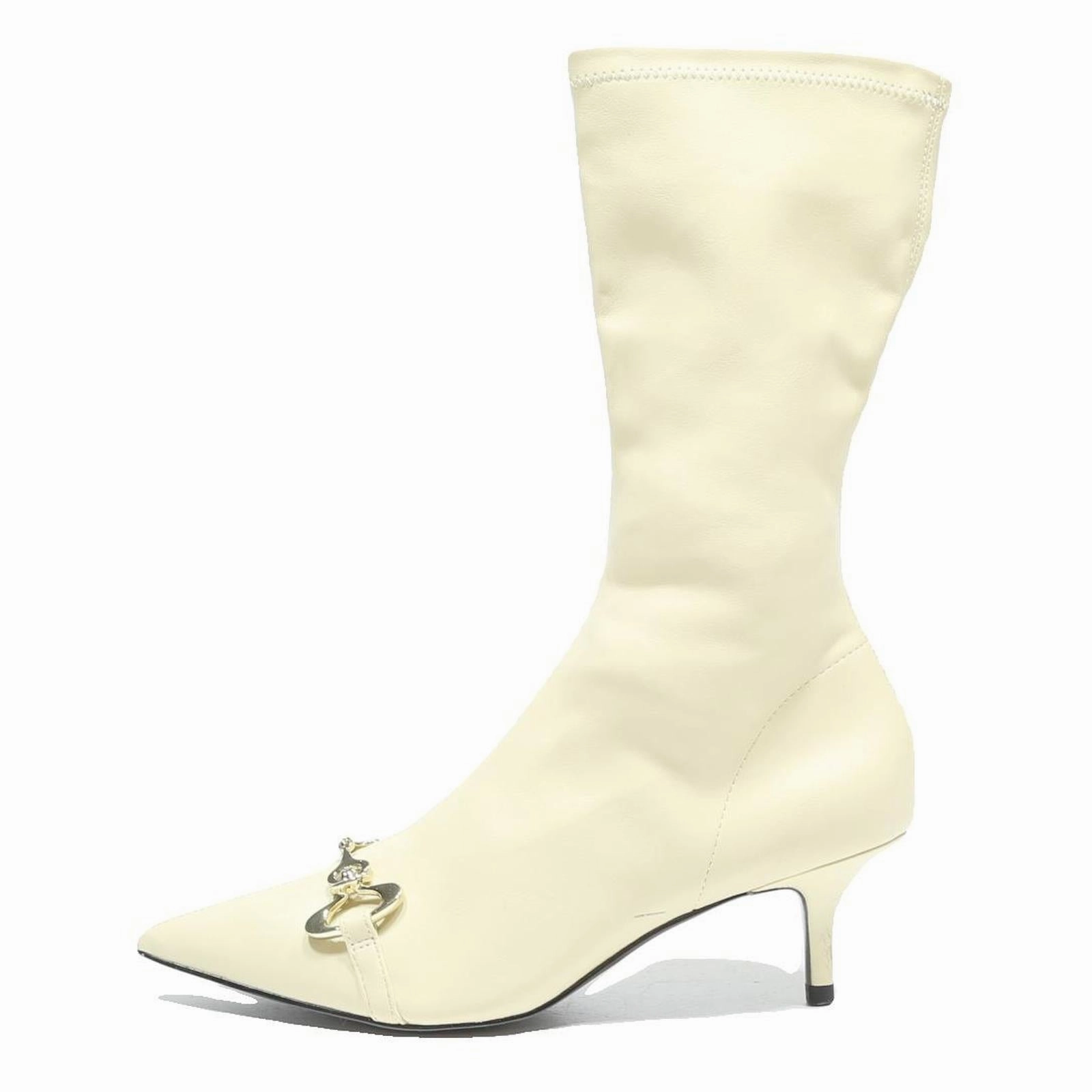 Air Max Boots CHARLES & KEITH Pointed Toe Kitten Heel Womens Ankle Boots Cream Leather UK 3