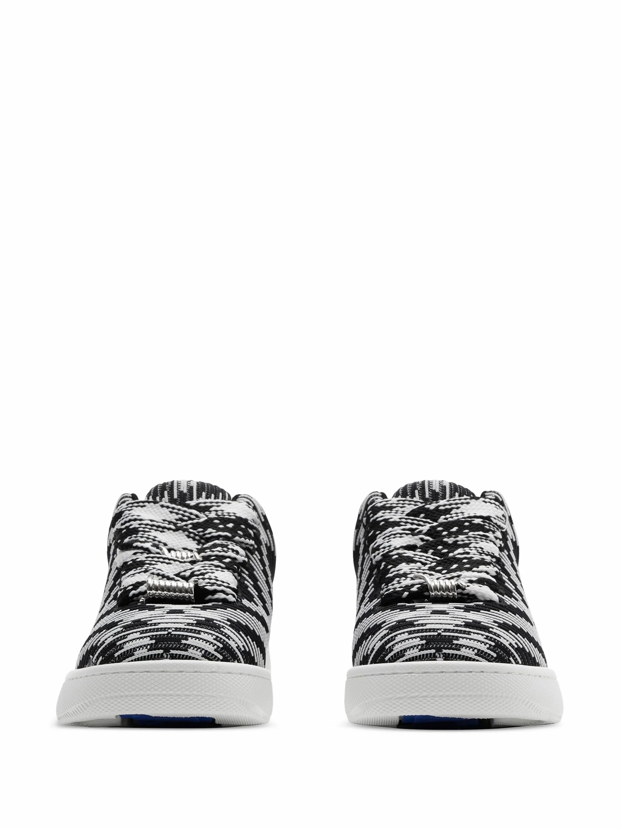 Cushion Flat Shoes check knit box sneakers