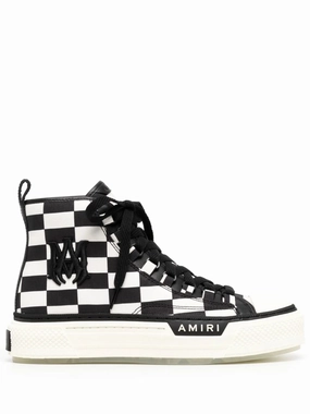 Logo Flat Shoes check-print high-top sneakers