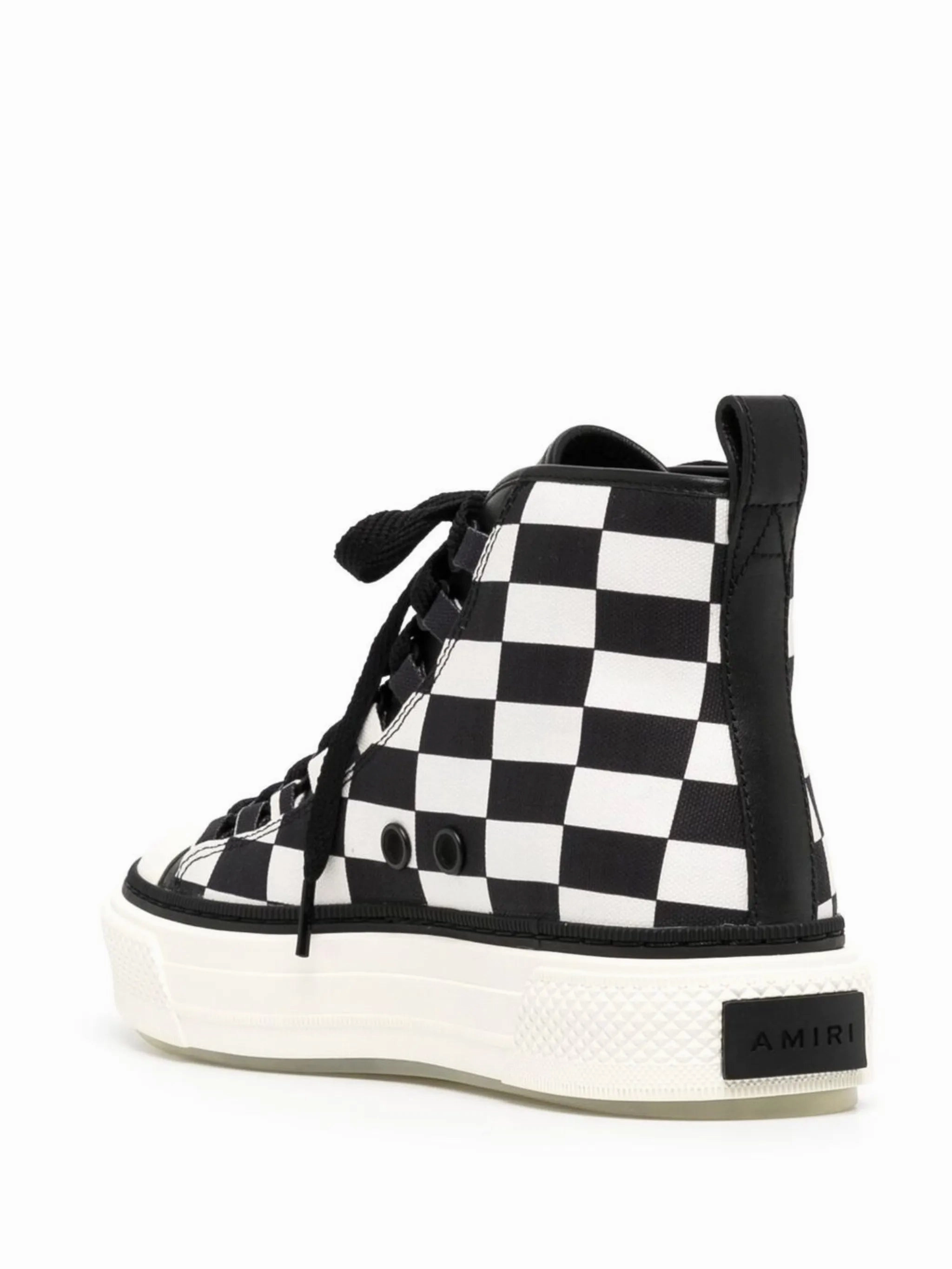 Flat Shoes With Ribbon Ankle Wrap check-print high-top sneakers
