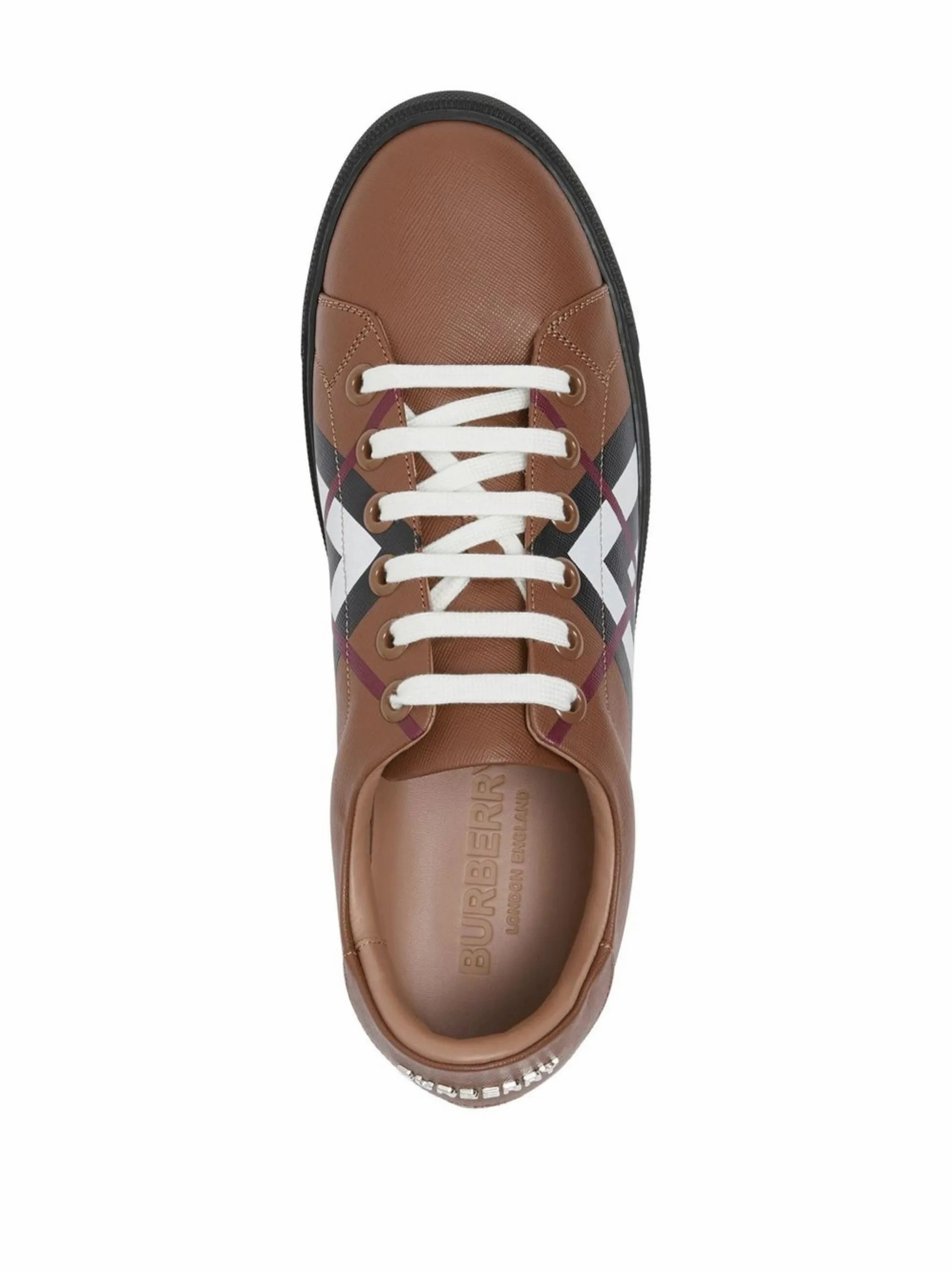 Flat Shoes With Ribbon Ankle Wrap Chevron Check low-top sneakers