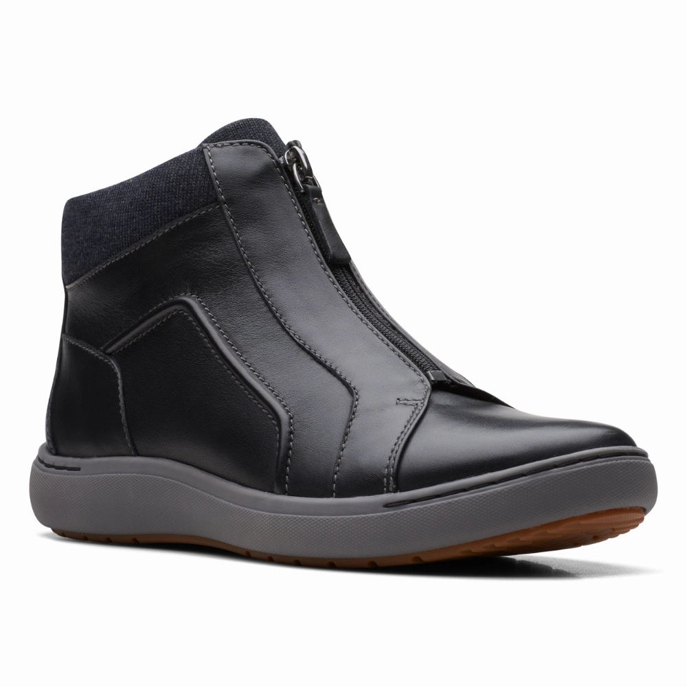 Chocolate Brown Suede Boots Clarks Nalle Lo AP Black Leather Boot (Women's)