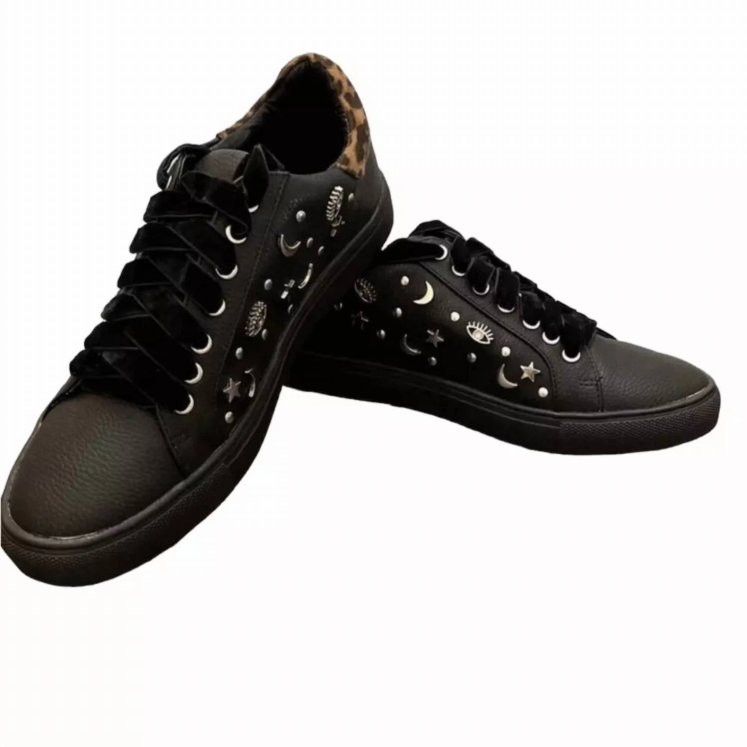 Clark Sneakers Embellished With Stars Moons In Black/leopard Michigan Sneakers