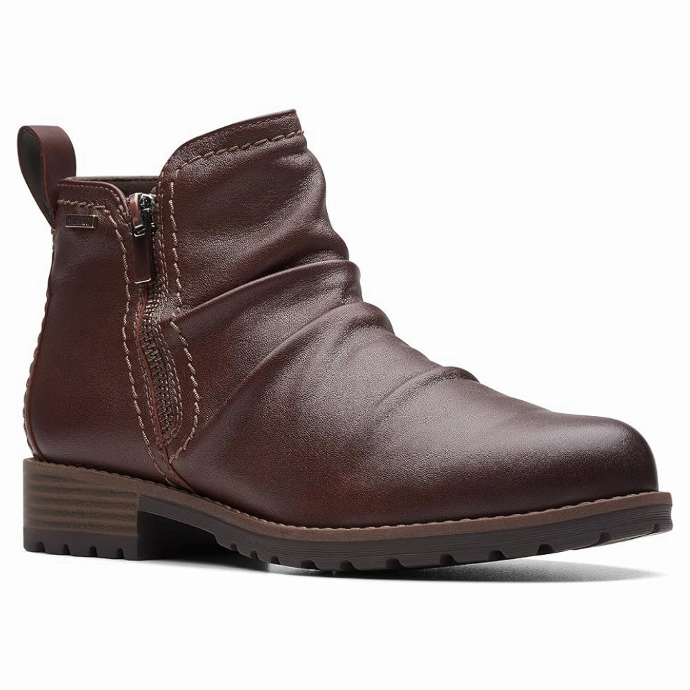 Fold Over Boots Clarks Aspra Walk Waterproof British Tan Leather Boot (Women's)