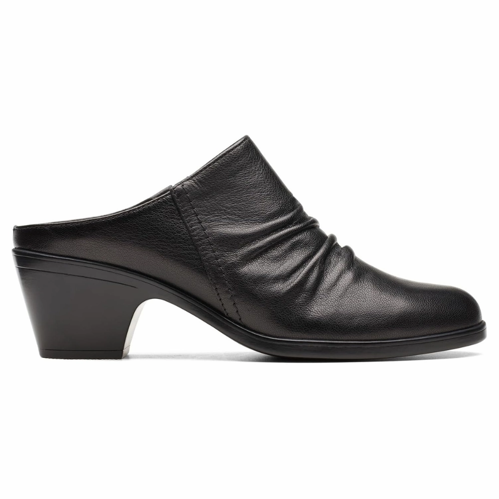 Semi Formal Dress And Shoes Clarks Emily 2 Charm Black Leather Mule (Women's)