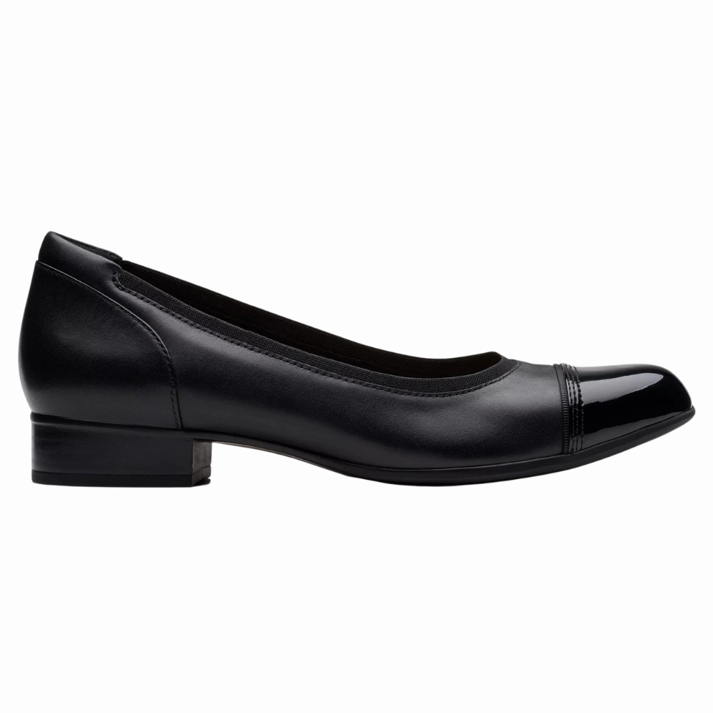 Clarks Krystine May Black Leather Pump (Women's) Rubber Sole Dress Shoes