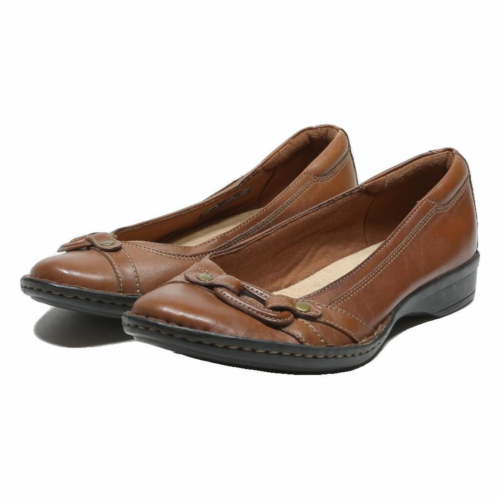 CLARKS Womens Leather Brown Loafer Shoes UK 7.5 Comfortable Casual Slip-On Mango Loafers