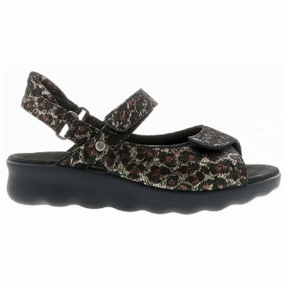 Qupid Sandals Wolky Pichu Black Leopardo Leather Sandal (Women's)