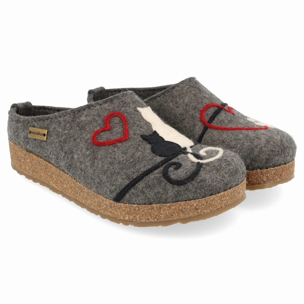 Slippers Princess Elza Haflinger Micini Grey Wool Slipper (Women's)