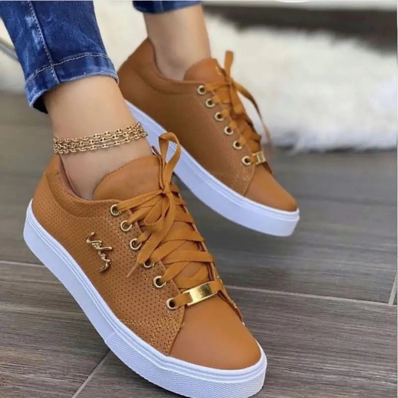 Flat Shoes With Soles Women Flat Sneakers Breathable Lace-up Shoes For Girls