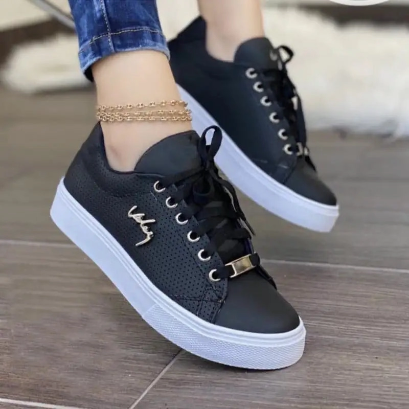 Women Flat Sneakers Breathable Lace-up Shoes For Girls Gel Shoes For Flat Feet