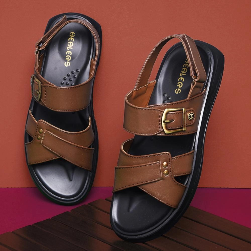 Sandals For Shower Coolers By Liberty WILFRED-1 Mens Tan Formal Sandal