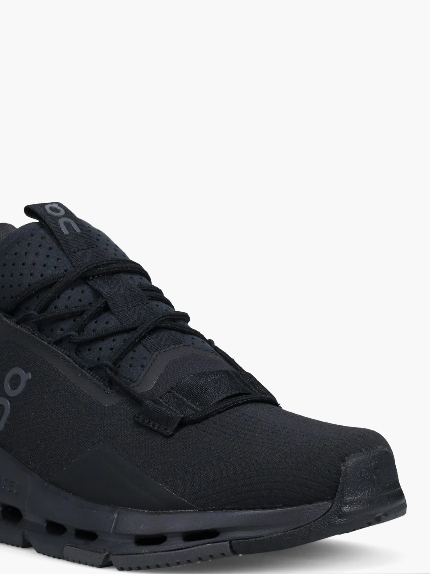 Cloudnova 2 All Black Mesh Flat White Ballerina Shoes