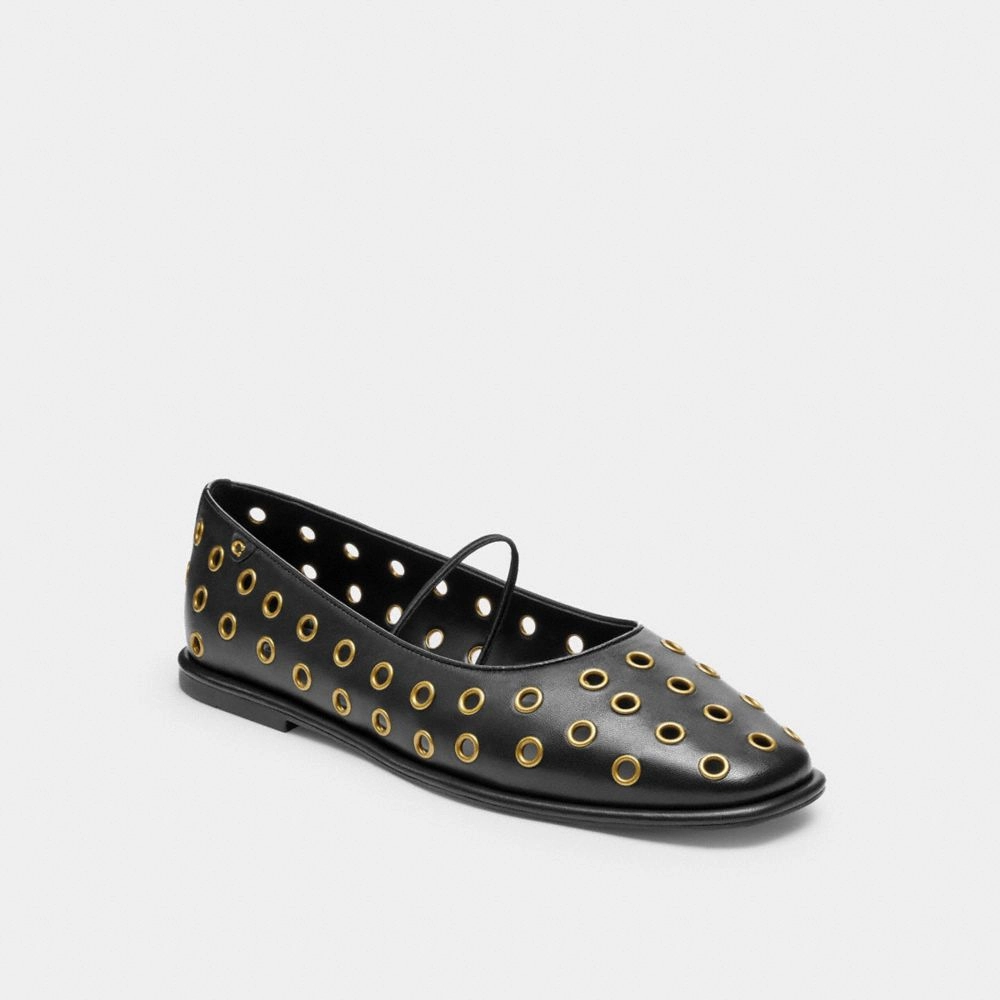 Flat Cotton Shoe Laces Coach Emilia Mary Jane With Grommets Black