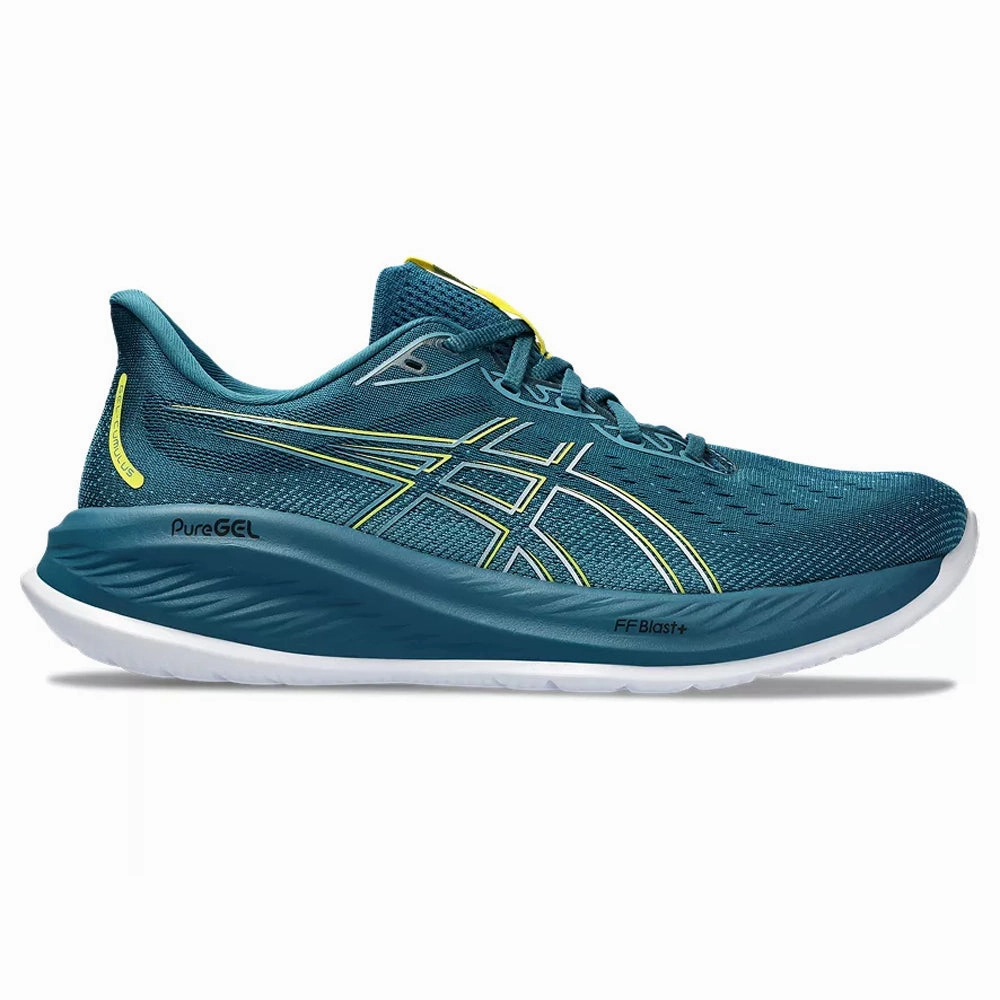 Asics Tiger Weightlifting Shoes Men's Asics Gel-Cumulus 26, Evening Teal/Bright Yellow, 10.5 D Medium
