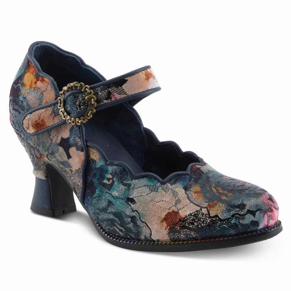 L'artiste By Spring Step Adodora-Prit Navy Multi Textile Pump (Women's) Dress Shoes And Boots