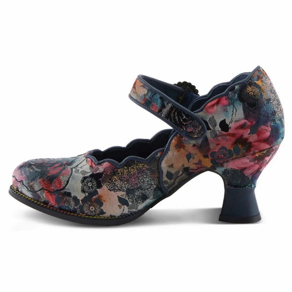 L'artiste By Spring Step Adodora-Prit Navy Multi Textile Pump (Women's) Rent Dress Shoes