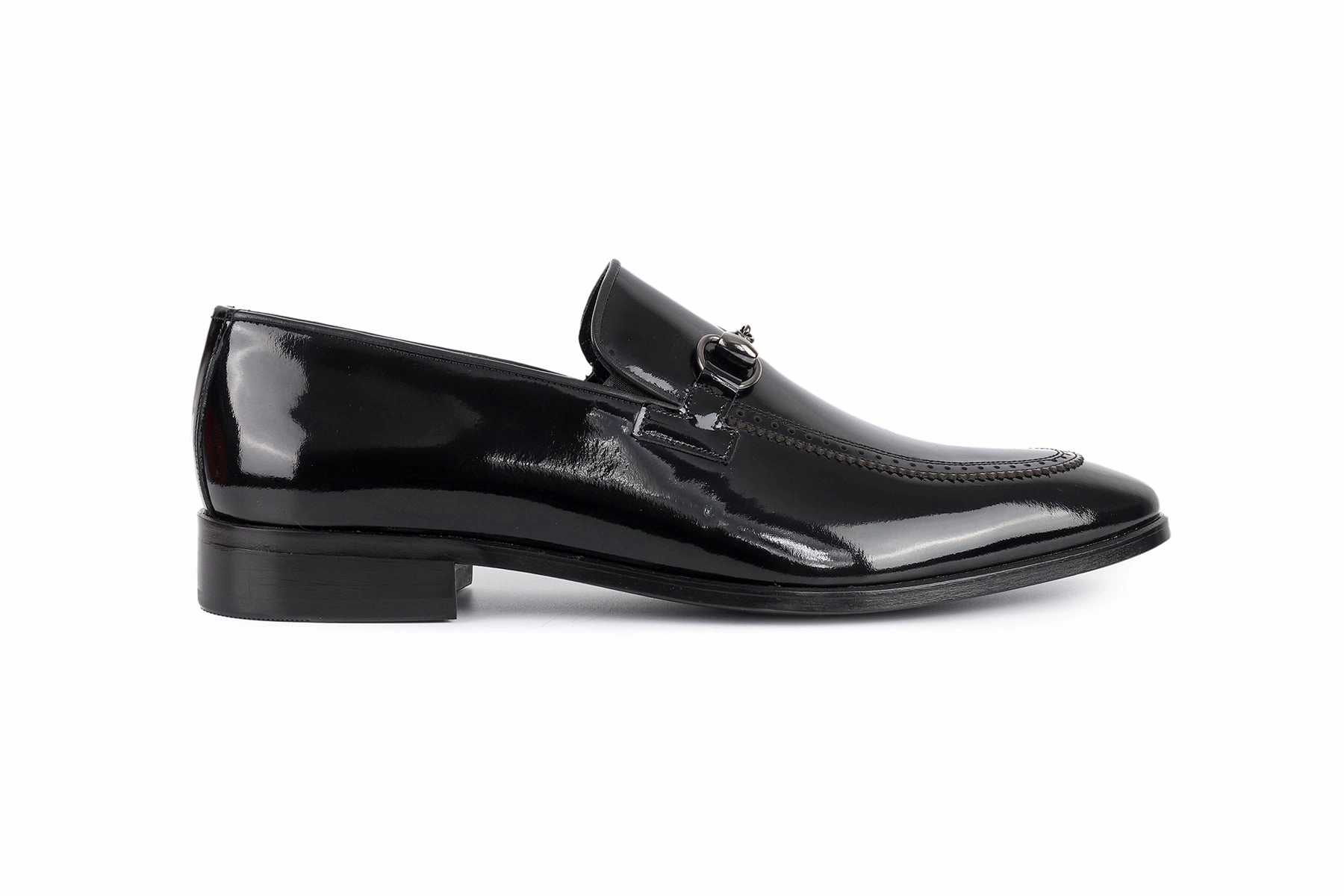 Aston Grey Collection Dress Shoes Edroy Patent Leather Horsebit Buckle Dress Shoes